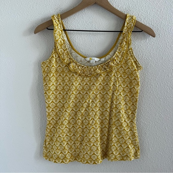 Boden Yellow Ditzy Floral Tank Ruffle Neckline 2 - Picture 1 of 6